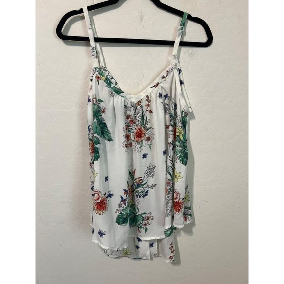 Torrid Sz 00 (US 10 L) Ivory Floral Button Front Tunic Cami - Picture 4 of 6